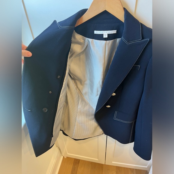 Veronica Beard Navy Dickey jacket with contrast stitching - Picture 2 of 9